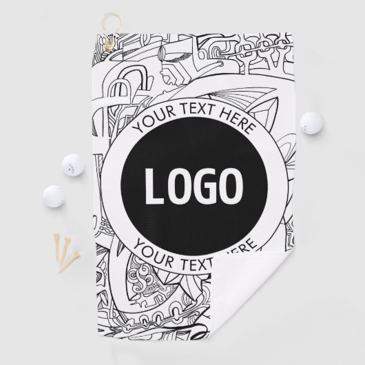 Originele moderne lijnkunst en uw Logo Golfhanddoek (Insitu)