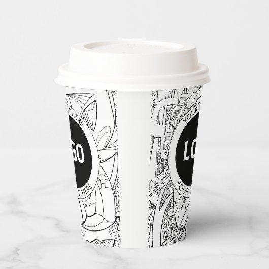 Originele moderne lijnkunst en uw Logo Papieren Bekers (Links)