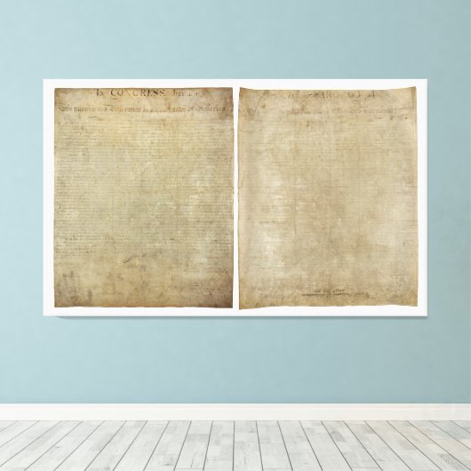 ORIGINELE onafhankelijkheidsverklaring voor en ach Canvas Afdruk (Insitu (Houten vloer))