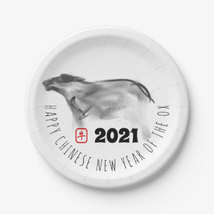 Originele OX Chinees nieuwjaar 2021 PP Papieren Bordje