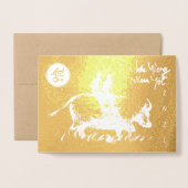 Originele Ox Kinderen schilderen Lunar 2021 Luxe G Folie Kaarten (Voorkant met envelop)