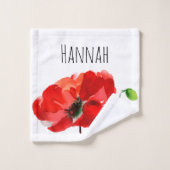 Originele Papavery waterverven Geppersonaliseerde  Bad Handdoek (Wasdoekje)