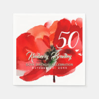 Originele Poppy waterverven 50ste Verjaardag Party