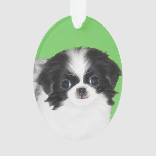 Originele Schilderij van Japanse Chin Puppy - Orig Ornament