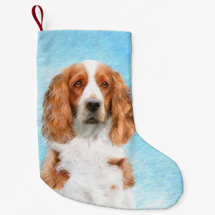 Originele schilderij van Welsh Springer Spaniel - Kleine Kerstsok