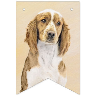 Originele schilderkunst van Welsh Springer Spaniel Vlaggetjes