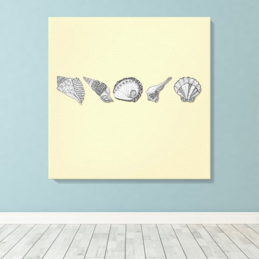 Originele Seashell Art Kies uw kleur Canvas Afdruk (Insitu (Houten vloer))