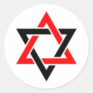 Originele Ster van het symbool van David Twee kleu Ronde Sticker