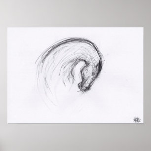 Originele tekening 2 Paardenjaar dierlijk Poster