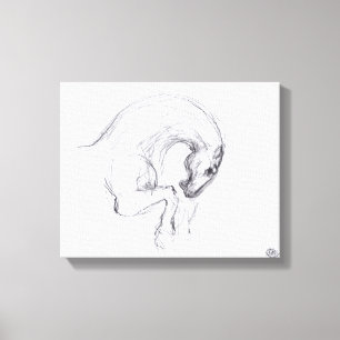 Originele tekening van 4 Paarden Jaar Zodiac Canva Canvas Afdruk