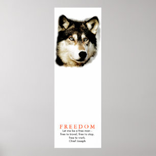 Originele Vrijheid Motivatie Wolf Poster Print