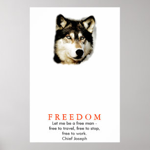 Originele vrijheid motiverende wolf poster print