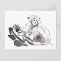Originele Wash Painting Aap Jaar Dierenriem Briefk