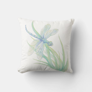 Originele Waterverf Dragonfly in blauw en groen Kussen
