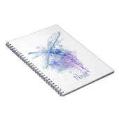 Originele Waterverf Dragonfly in Blue Mauve Natuur Notitieboek (Rechterzijde)