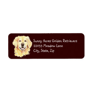 Originele Waterverf Golden Retriever, Dog Pet Etiket