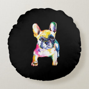 Originele Waterverf Hand French Bulldog Gift Rond Kussen