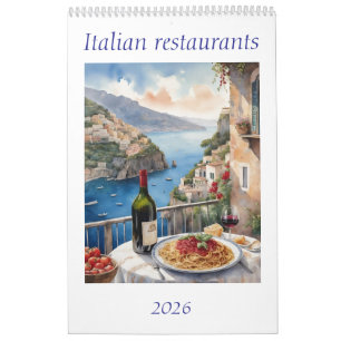 Originele Waterverf Italiaans Restaurant 2026 Kalender