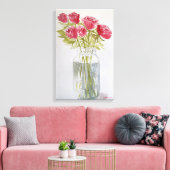Originele Waterverf Rozen in de pot Canvas Afdruk (Insitu (Woonkamer))