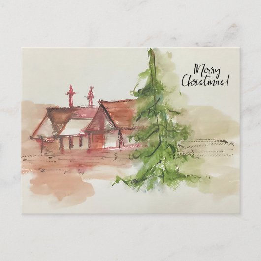 Originele waterverf schets briefkaart (Voorkant)