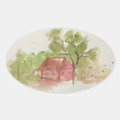 Originele waterverf schets ovale sticker (Voorkant)
