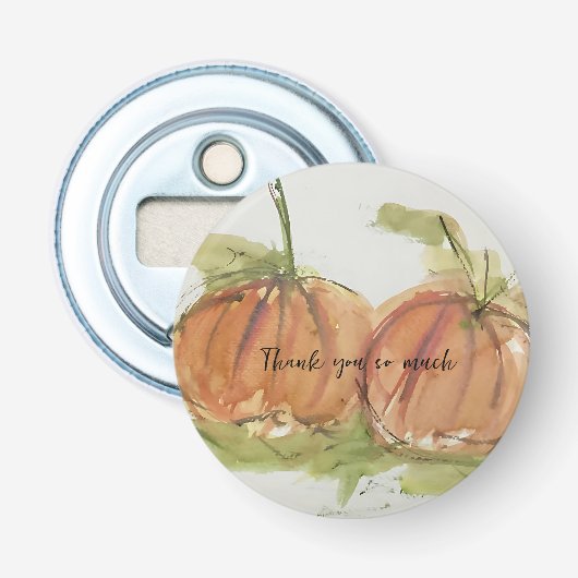 Originele waterverf sketch Pumpkin Button Flesopener (Voorkant)