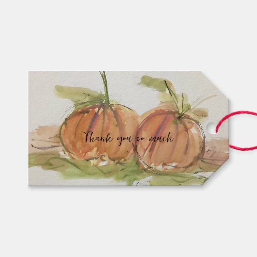 Originele waterverf sketch Pumpkin Cadeaulabel (Voorkant (Horizontaal))