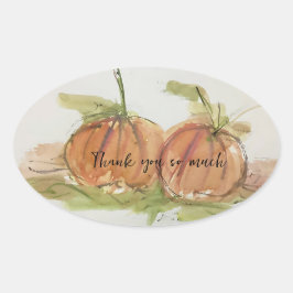 Originele waterverf sketch Pumpkin Ovale Sticker