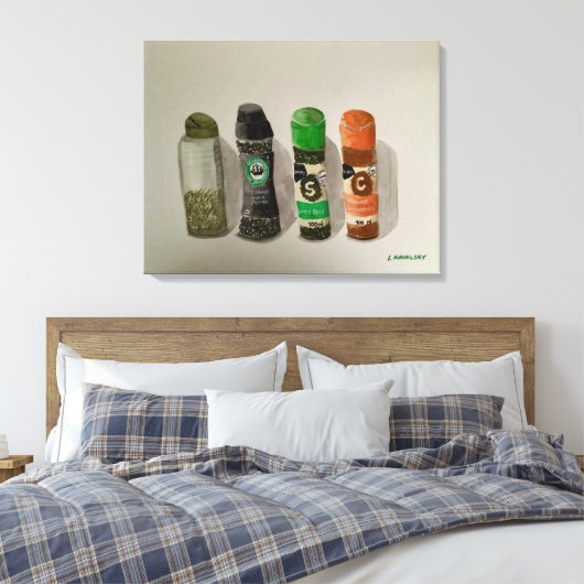 Originele Waterverf specerijen Canvas Afdruk (Insitu (Slaapkamer))