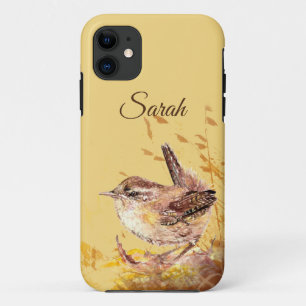 Originele Waterverf Vogel Schattige Huis Wren Cust iPhone 11 Hoesje