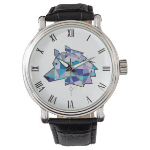 Originele Wolf Head grafische kunst Profiel Wolf Horloge