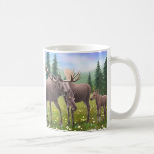 Orignaux dans une tasse du nord de forêt (Droite)