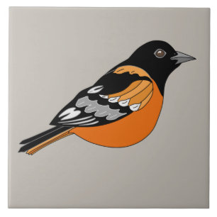 Oriole Black en Oranje Bird Graphic Tegeltje