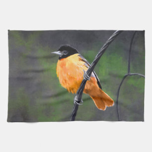 Oriole Painting - Oorspronkelijke vogelkunst Theedoek