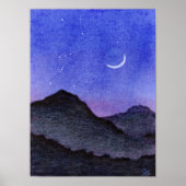 Orion- en Crescent Moon Mountains Poster (Voorkant)