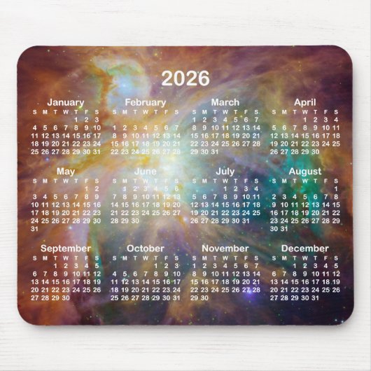 Orion Nebula 2026 Calendar Muismat (Voorkant)