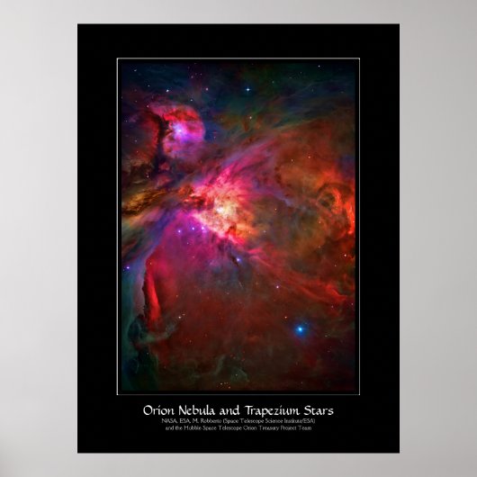 Orion Nebula en Trapezium Stars Poster (Voorkant)