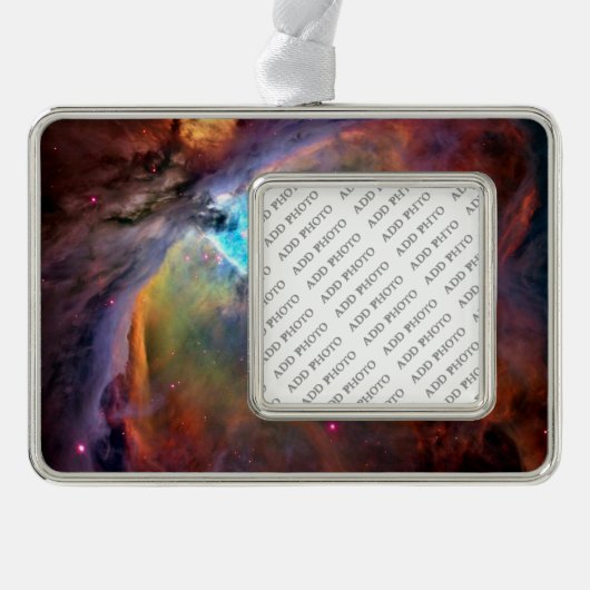 Orion Nebula Space Galaxy Verzilverd Kader Ornament (Voorkant)