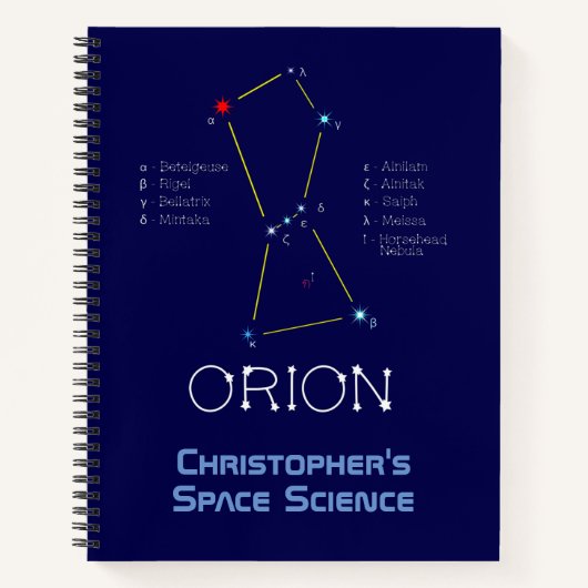 Orion van het noordelijk halfrond notitieboek (Voorkant)