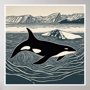 Orka - Archival Woodblock Print