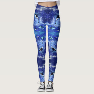 Orka Blauwe Volle Maan Spiegel Leggings