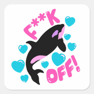 Orka Girly Pink F Off Killer Whale Vierkante Sticker