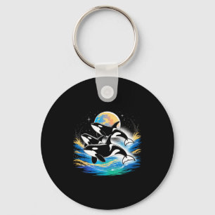 Orka in de ruimte, planeten, sterren, muurliefhebb sleutelhanger