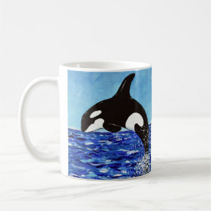 Orka in het blauwe schilderij koffiemok