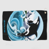 Orka Killer Whale Blue Ocean Golfhanddoek (Horizontaal)