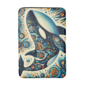 Orka Killer Whale Floral Whimsical Nautical Beach Badmat (Voorkant Verticaal)