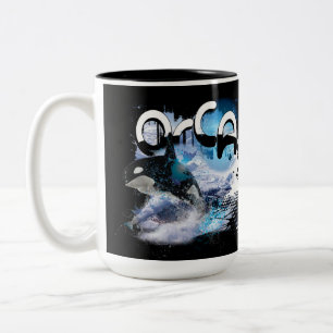 Orka Killer Whale Jumping Antarctica Tweekleurige Koffiemok