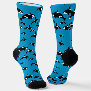 Orka Killers Whales Patroon op Blauw Sokken