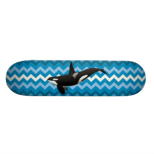 Orka Moordwalvis Blauwe Zigzag Chevron Skateboard