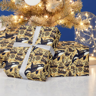  orka nautisch patroon cadeaupapier